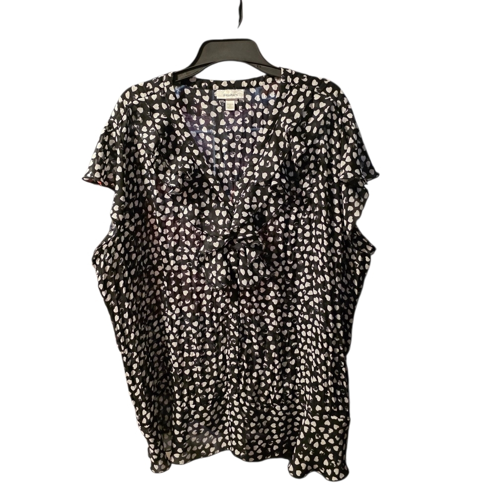 DRESSBARN Stylish Black With White Hearts Blouse